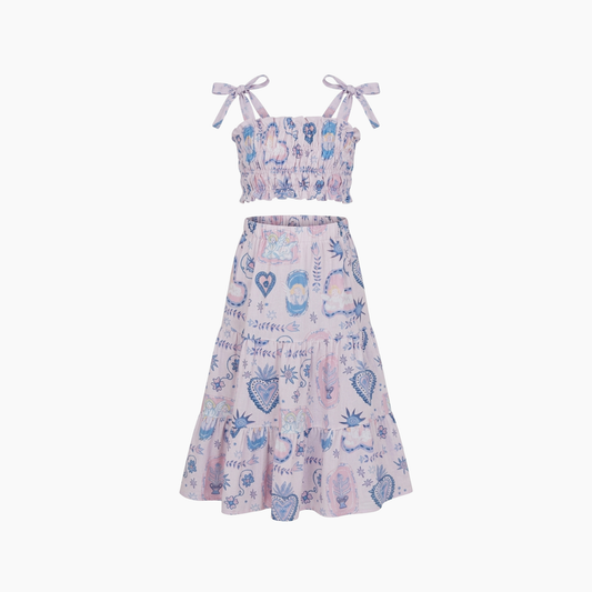 Bisou Petite MIMI CROP & SKIRT SET - PINK AMORETTE