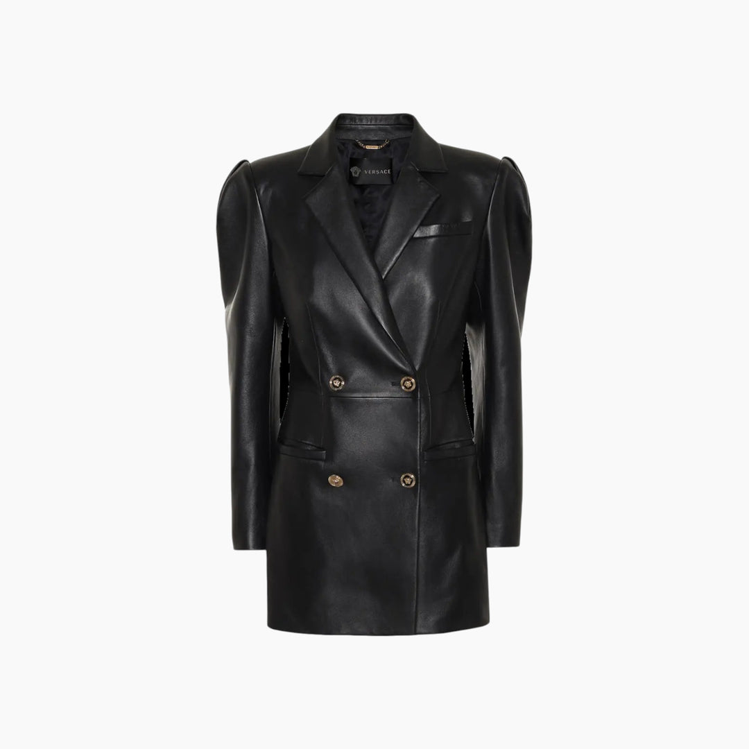 Versace Leather Black Blazer