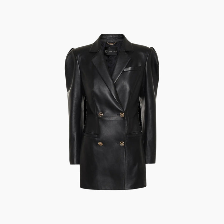 Versace Leather Black Blazer