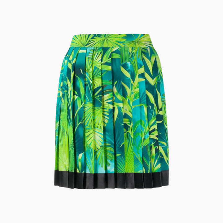 Versace Jungle Pleated Green Skirt