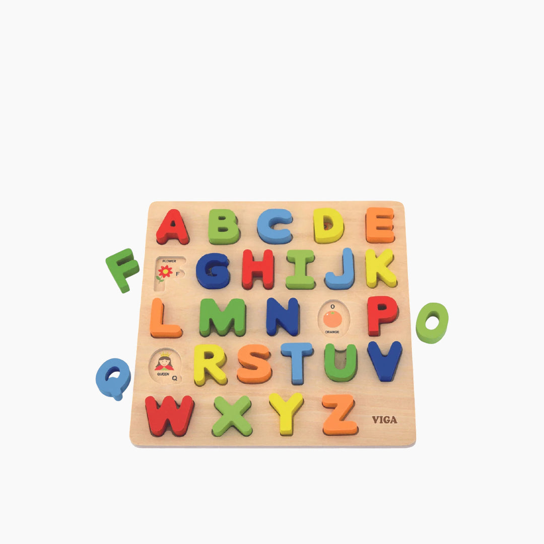 Viga Block Puzzle Alphabet Uppercase Toy - HUNA