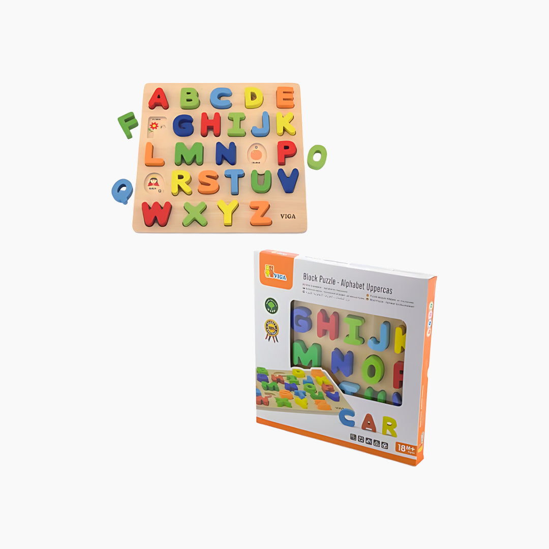 Viga Block Puzzle Alphabet Uppercase Toy - HUNA