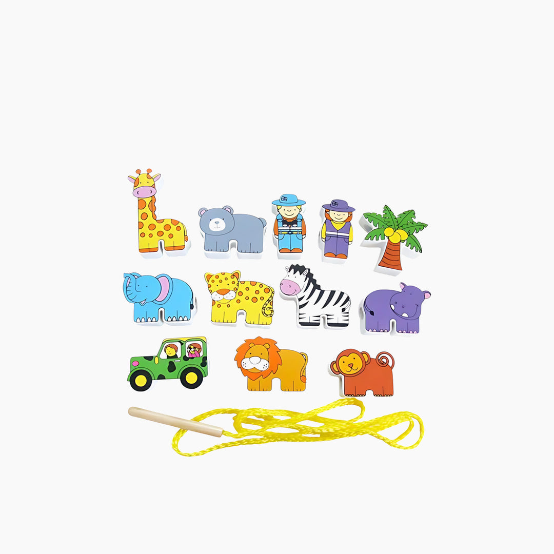 Viga Zoo-themed lacing blocks educational toy