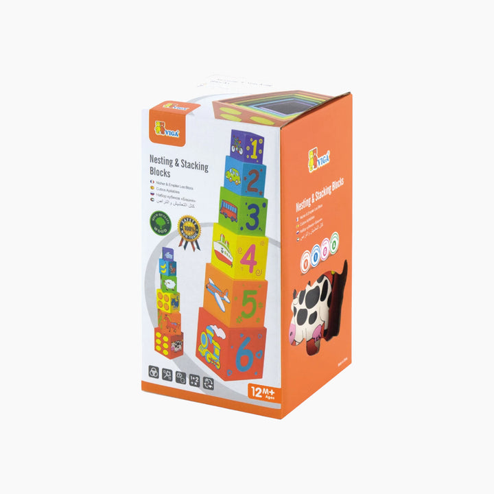 Viga nesting and stacking blocks for open-ended play