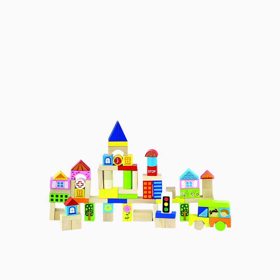 مجموعة مكعبات خشبية من فيجا (مدينة) - 75 قطعة