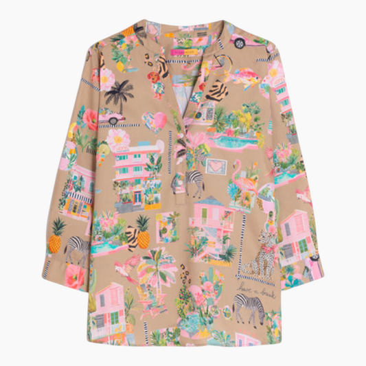 Vilagallo Beige California Print Shirt