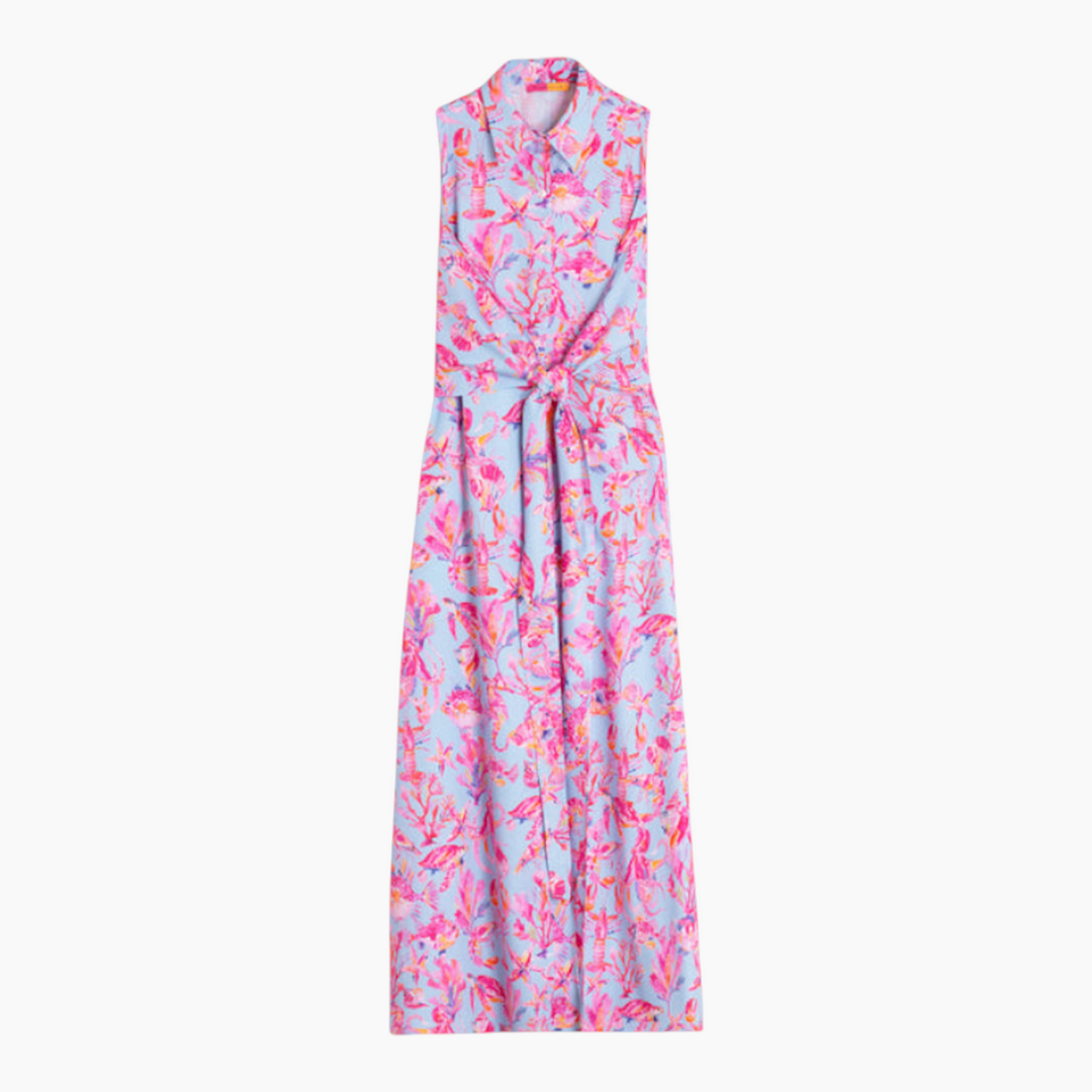 Vilagallo Sleeveless tie dress under the sea print