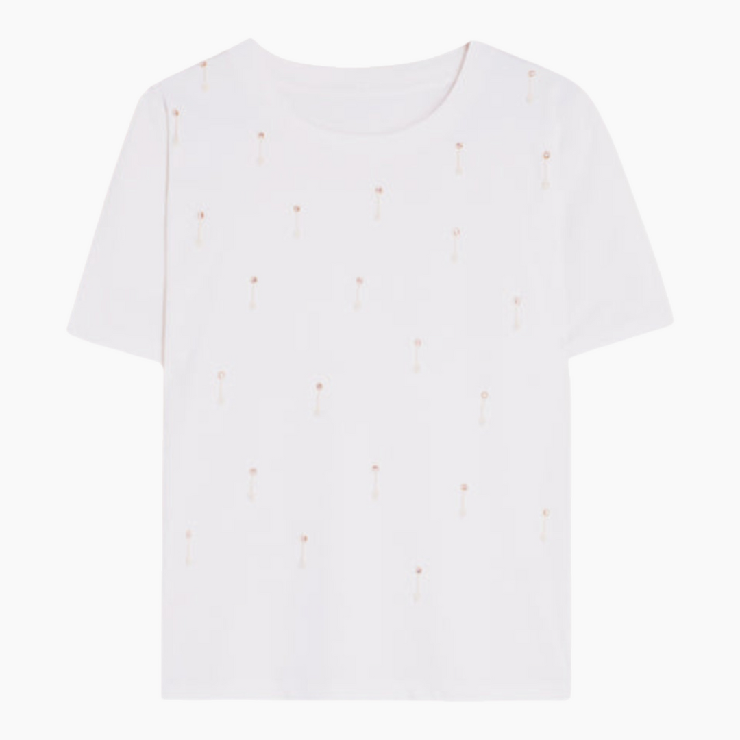 Vilagallo White T-shirt With Rhinestones