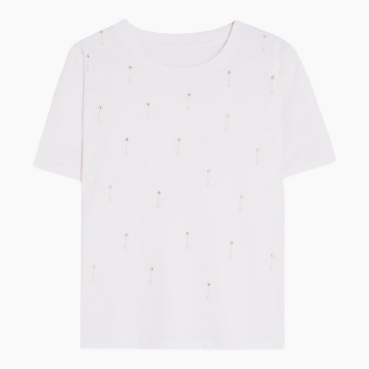 Vilagallo White T-shirt With Rhinestones