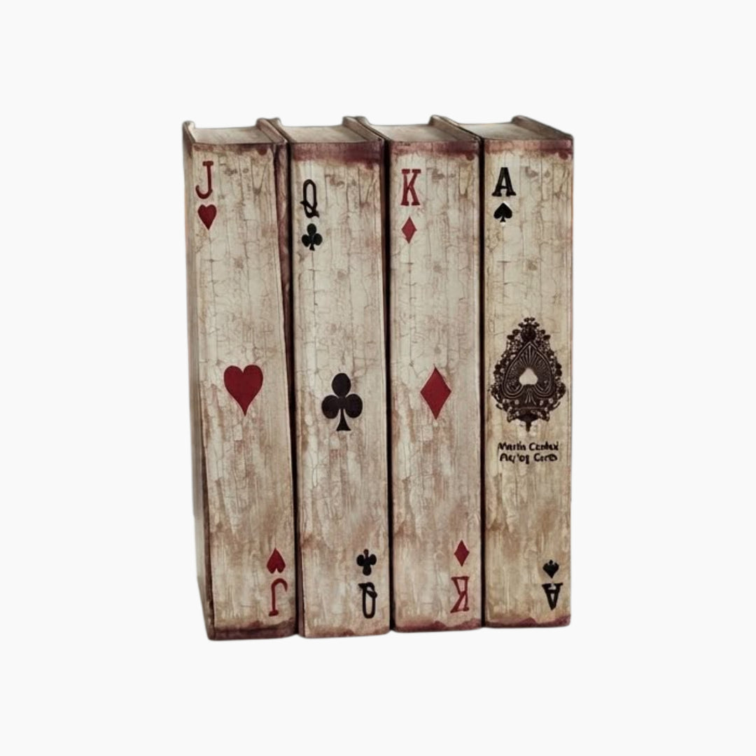 Vintage Playing Cards Bookends - Set of 4
