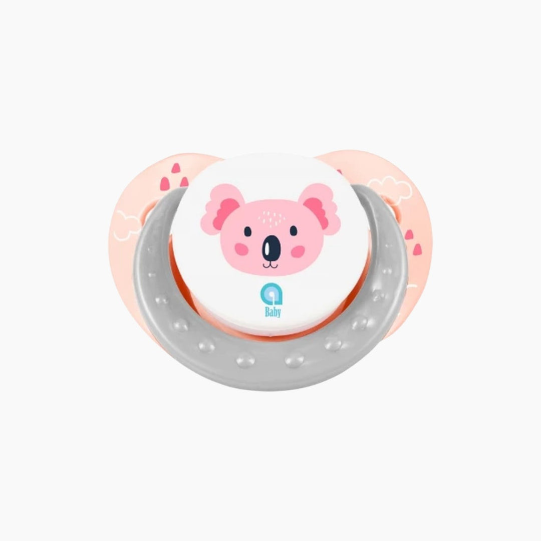 Ababy peach orthodontic pacifier with protective cap