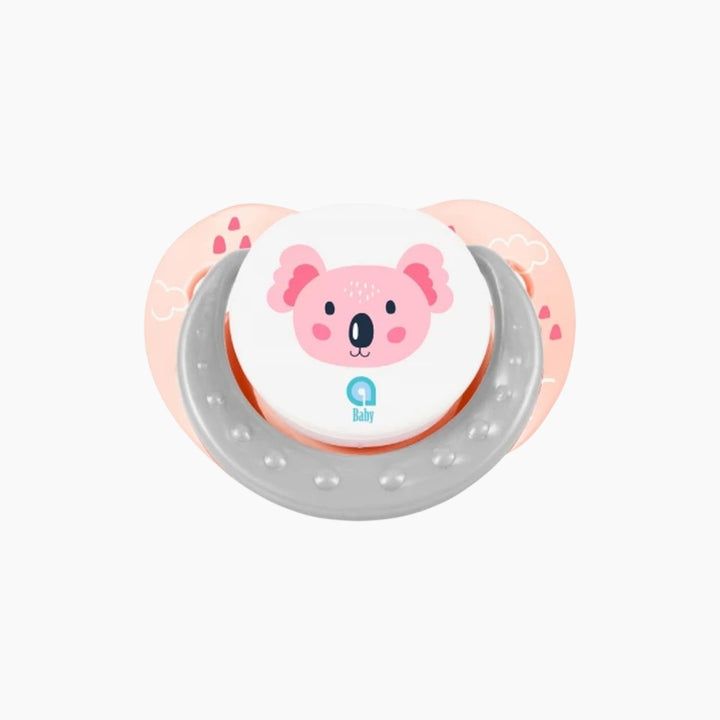 Ababy peach orthodontic pacifier with protective cap
