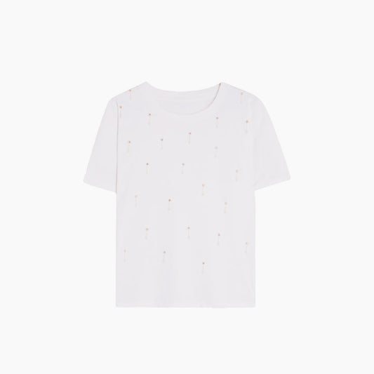 Vilagallo White T-shirt With Rhinestones