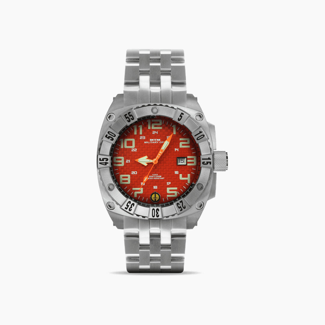MTM Watches Warrior Silver and Orange Titanium 45MM