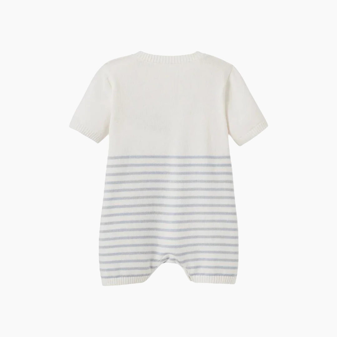 Elegant Baby Whale Stripped Knit Shortall Romper