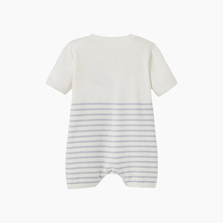 Elegant Baby Whale Stripped Knit Shortall Romper