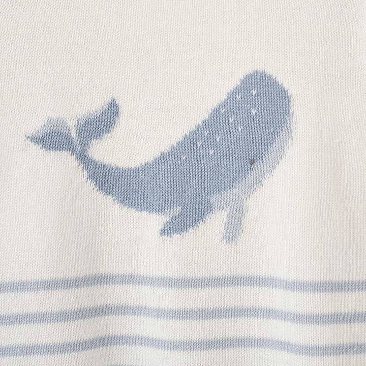 Elegant Baby Whale Stripped Knit Shortall Romper
