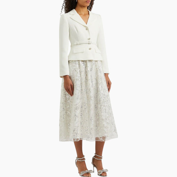 Sequin-Embellished Belted Midi Dress 12 UK