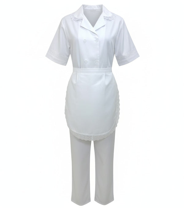 Classic White Uniform Set with Apron