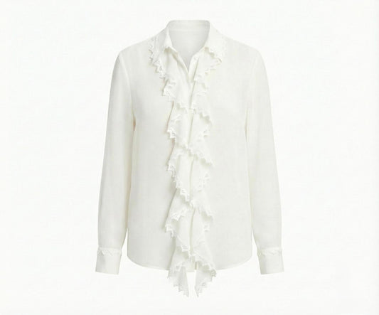 Bardot Jolanda Lace Trim Frill Shirt In Orchidwht