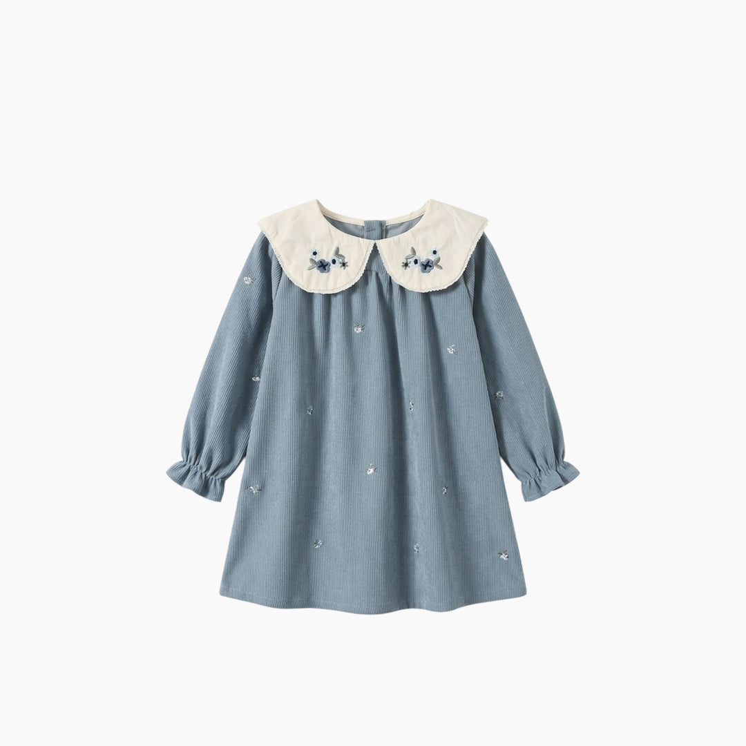 BeeBee The Dusty Blue Blossom Corduroy Dress