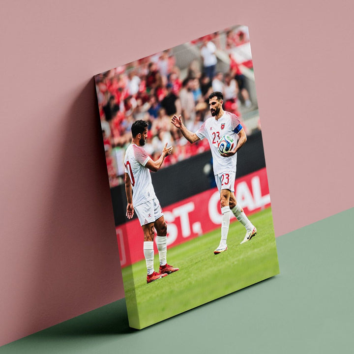 A4 canvas print of Musa Al-Taamari and Ihsan Haddad football art