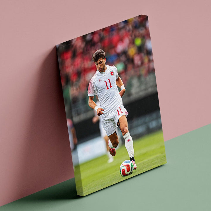 Odeh Al-Fakhouri A4 canvas print of World Cup football art