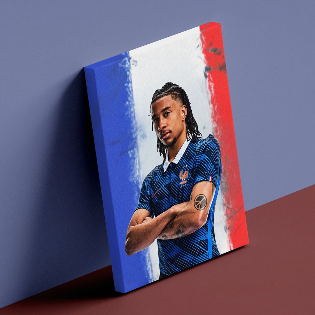 Michael Olise A4 canvas print with World Cup football art