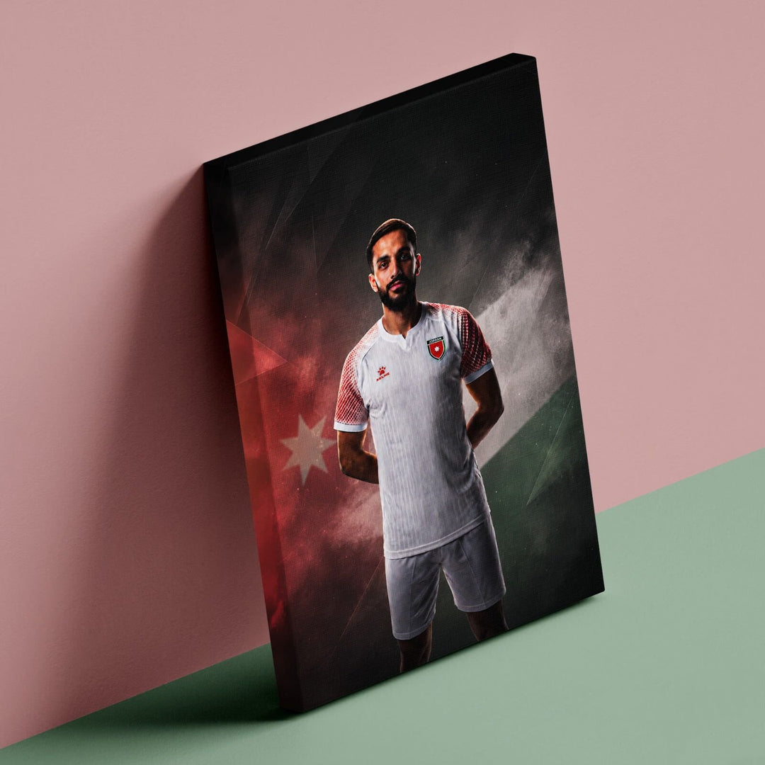 Musa Al-Taamari A4 canvas print with World Cup football art