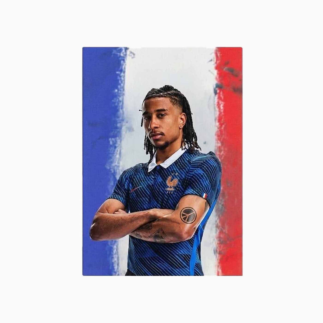 Michael Olise A4 canvas print with World Cup football art