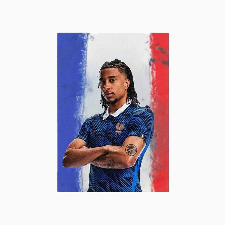 Michael Olise A4 canvas print with World Cup football art