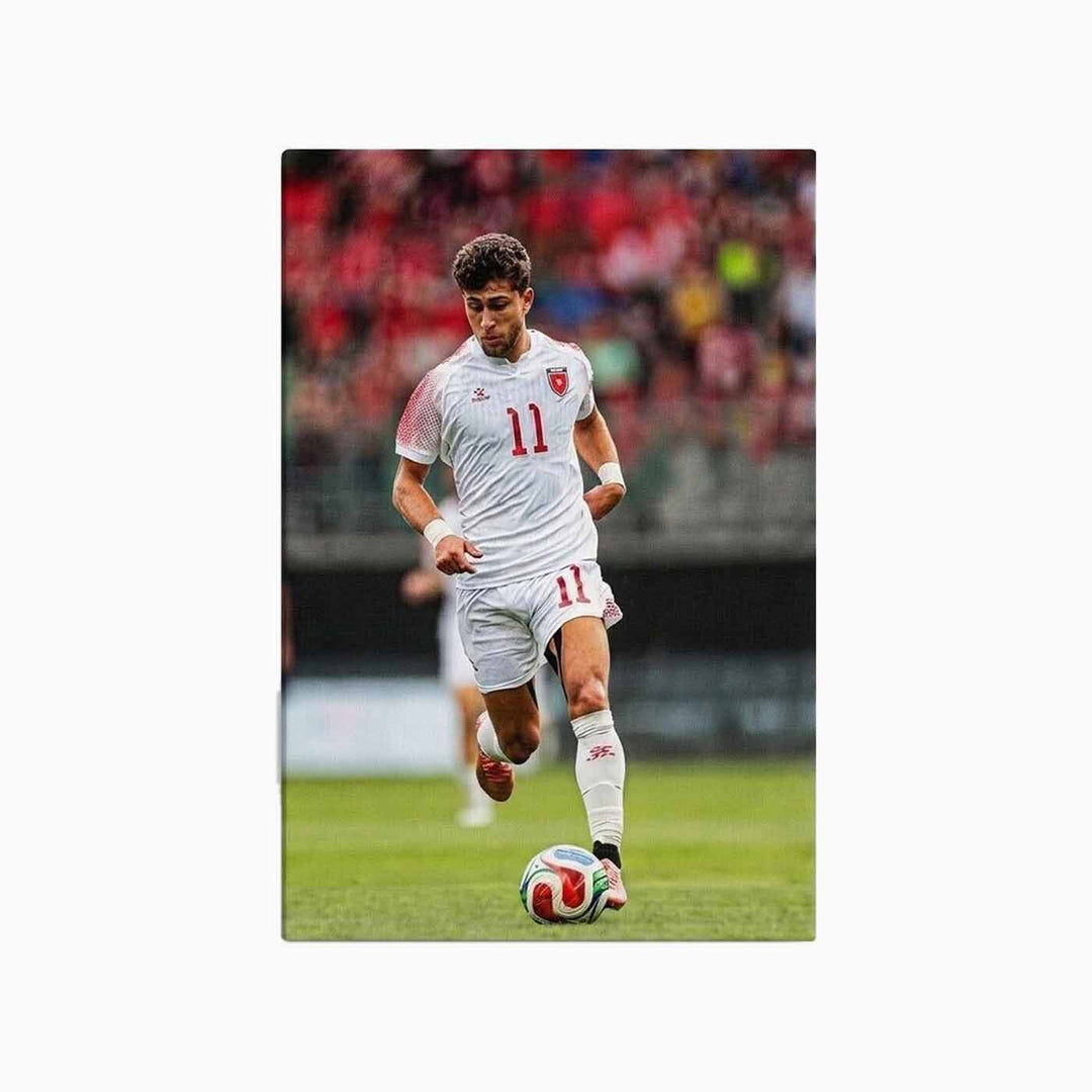 Odeh Al-Fakhouri A4 canvas print with World Cup football art