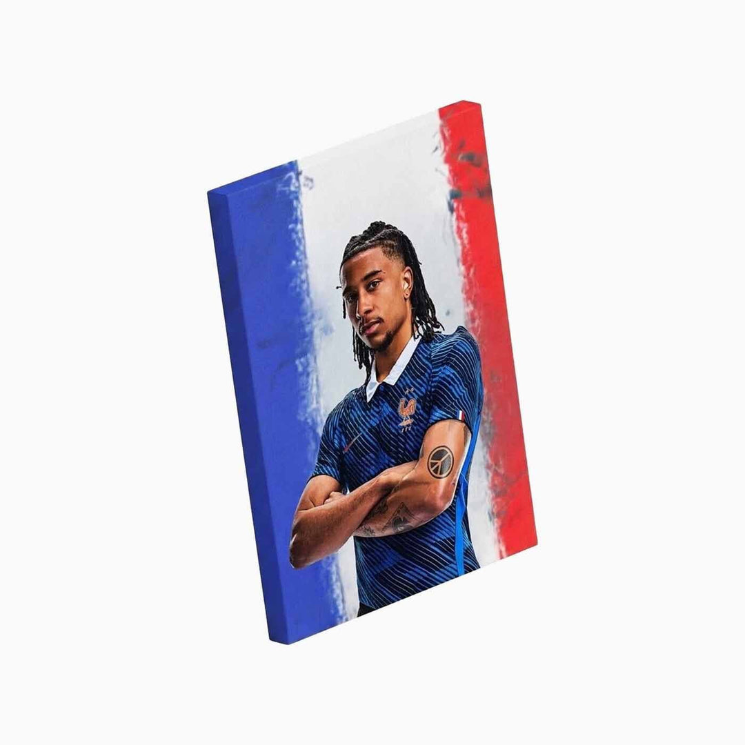 Michael Olise A4 canvas print with World Cup football art