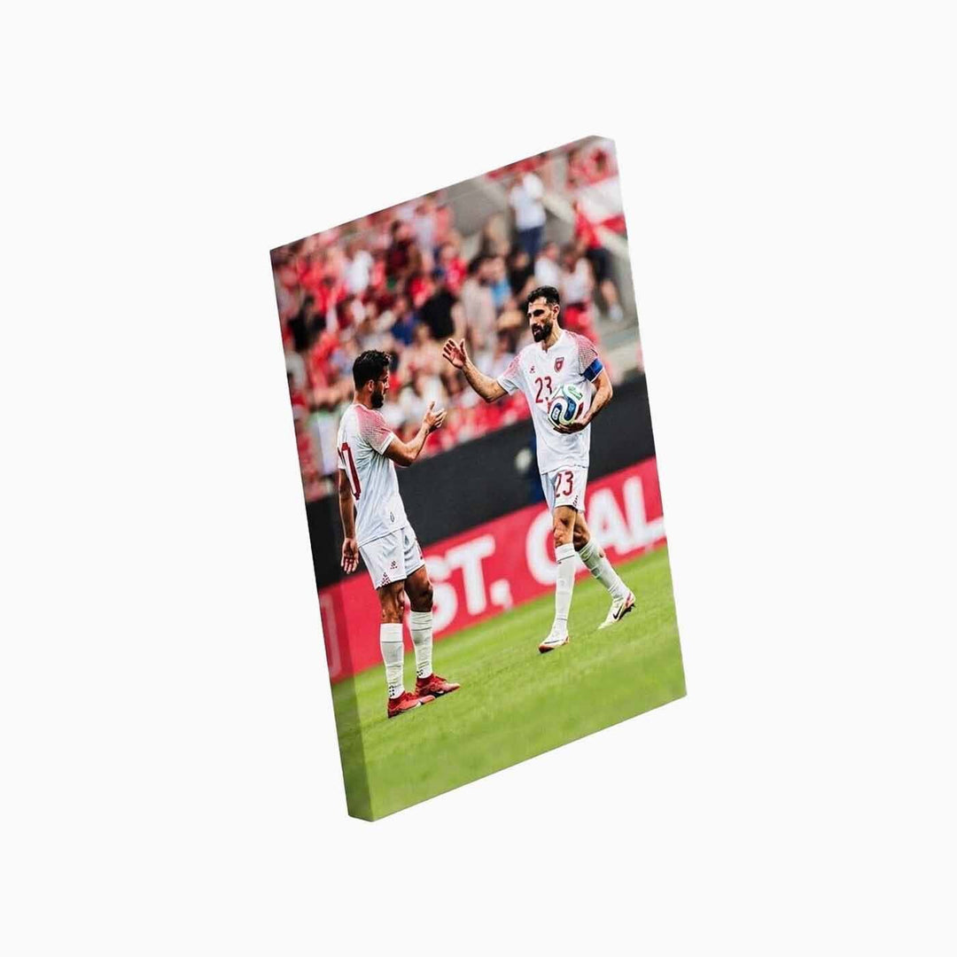 Musa Al-Taamari and Ihsan Haddad A4 World Cup football canvas print