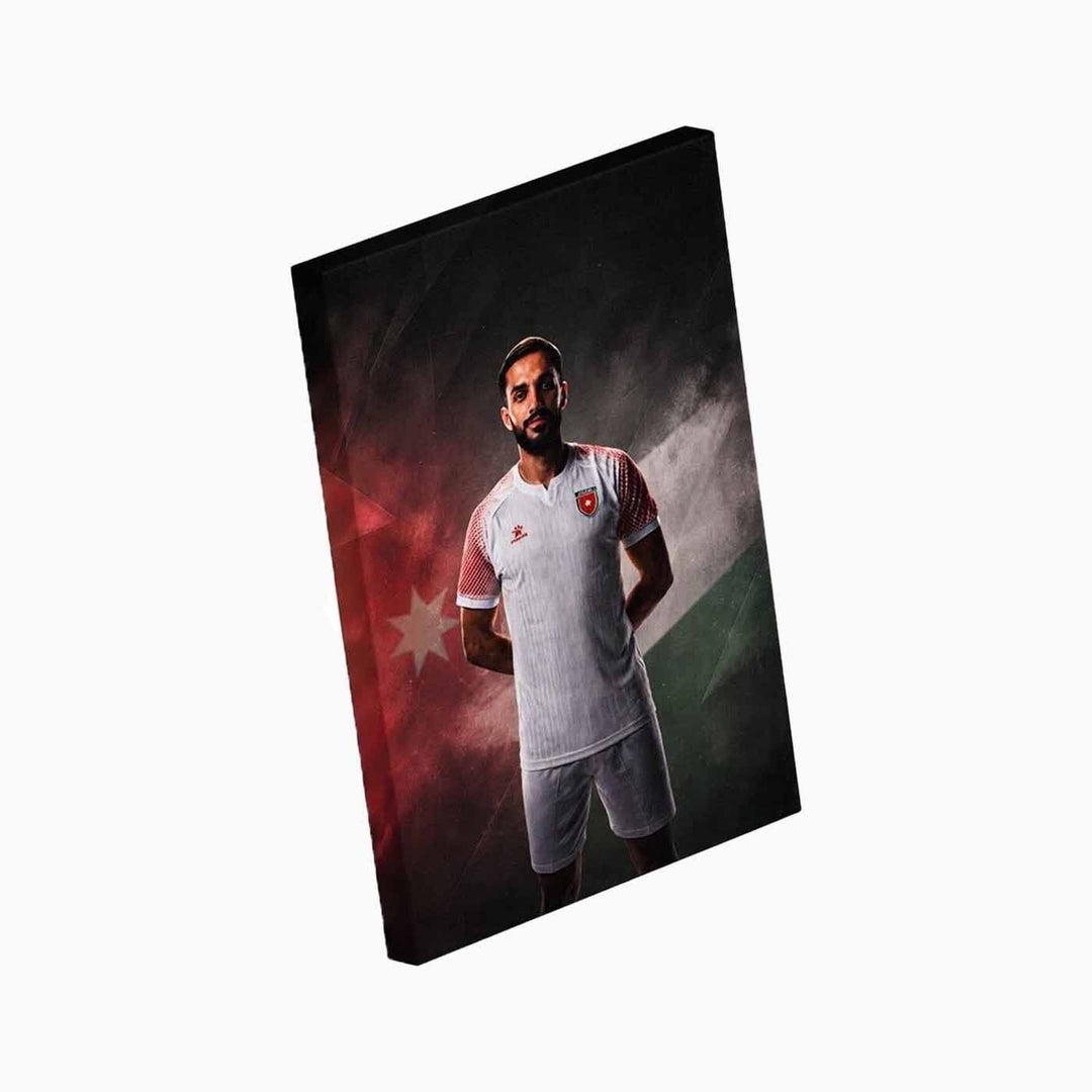 Musa Al-Taamari A4 canvas print with World Cup football art