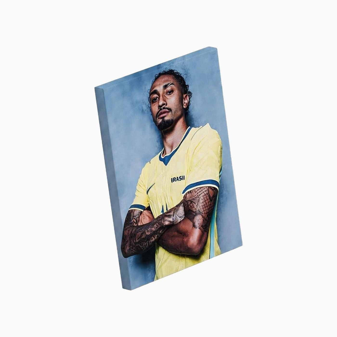 Raphinha A4 canvas print, high-detail football art