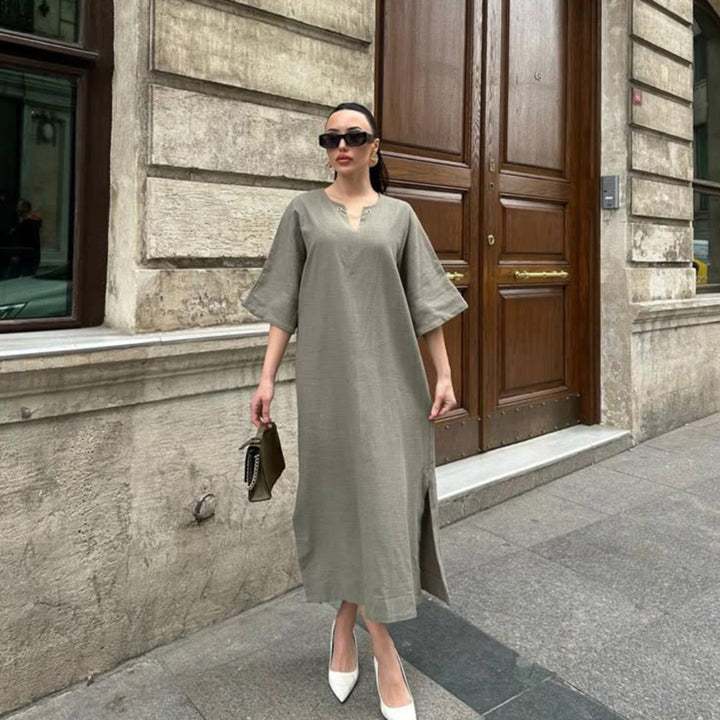 Linen Blend Maxi Dress