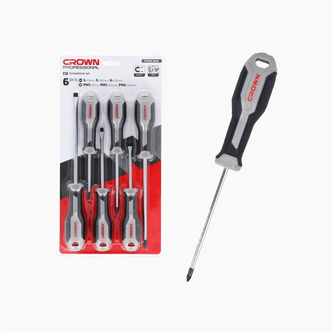 Crown 6-Piece Slotted &amp; Phillips Screwdriver Set