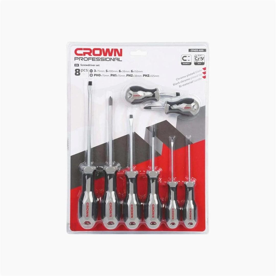 Crown 8-Piece Slotted &amp; Phillips Screwdriver Set
