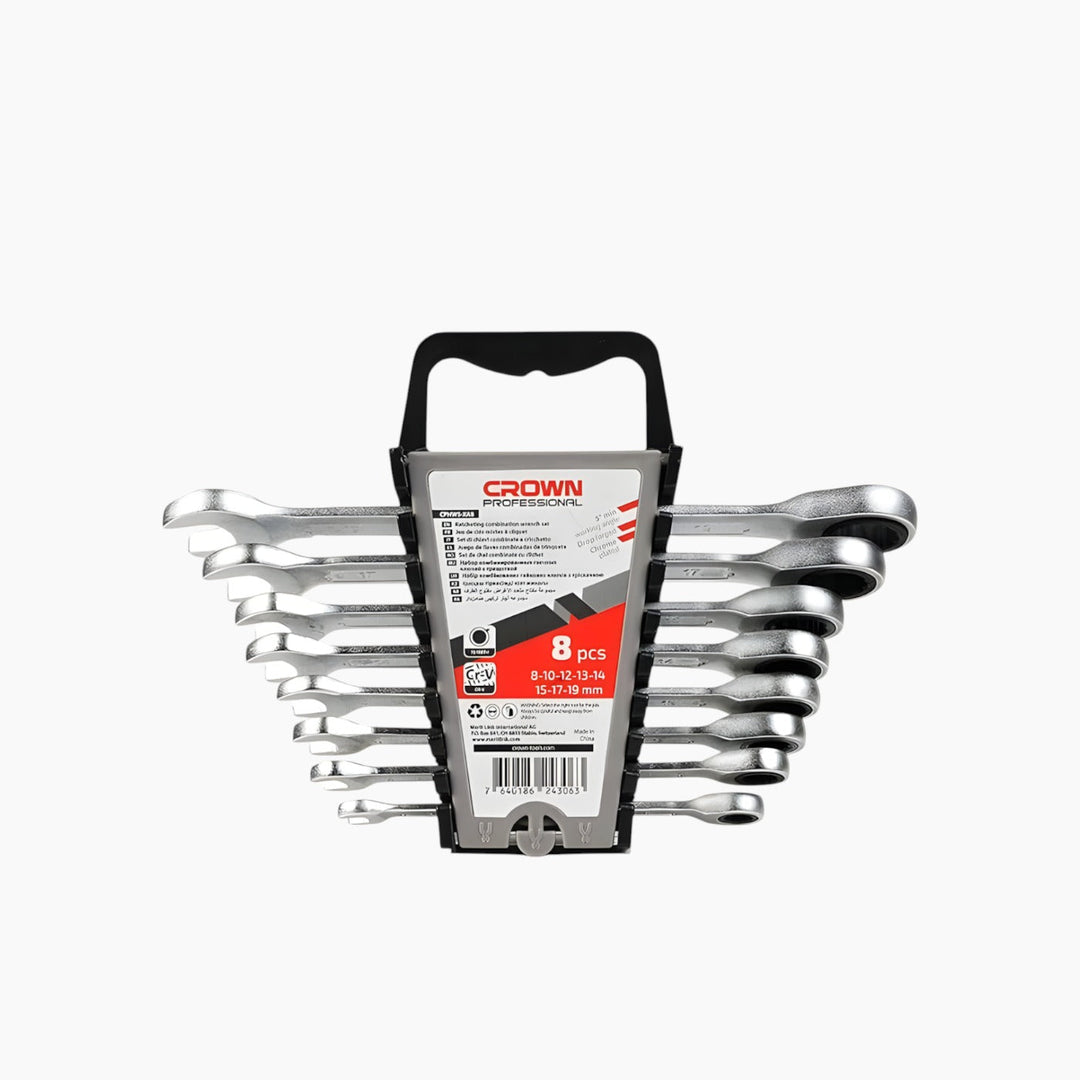 Crown 8-Piece Combination Ratchet Spanner Set