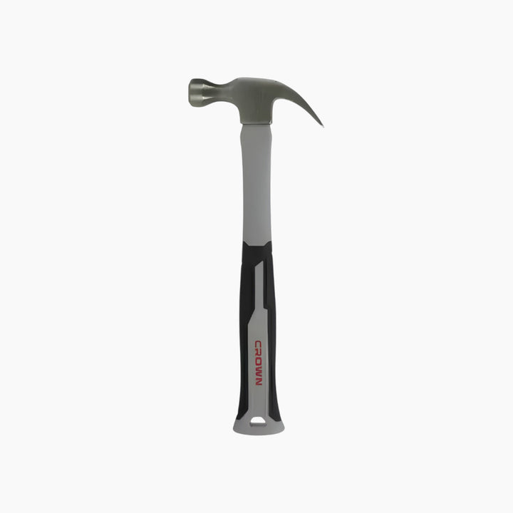 Crown Claw Hammer with white rubber mallet head and fiberglass handle