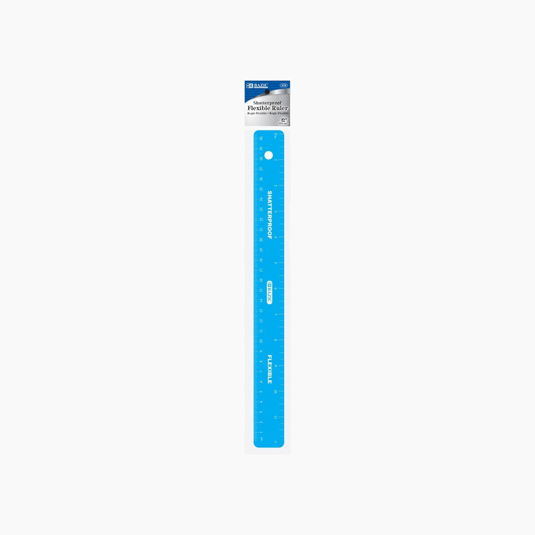Bazic 12" Shatterproof Flexible Ruler - 30cm