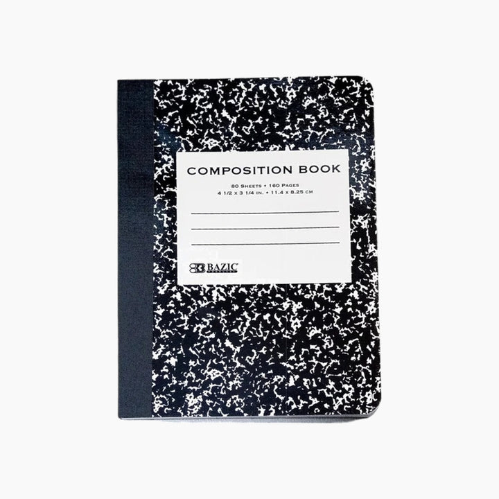 Bazic 80-Count 4.5" X 3.25" Mini Marble Composition Book 2-Pack