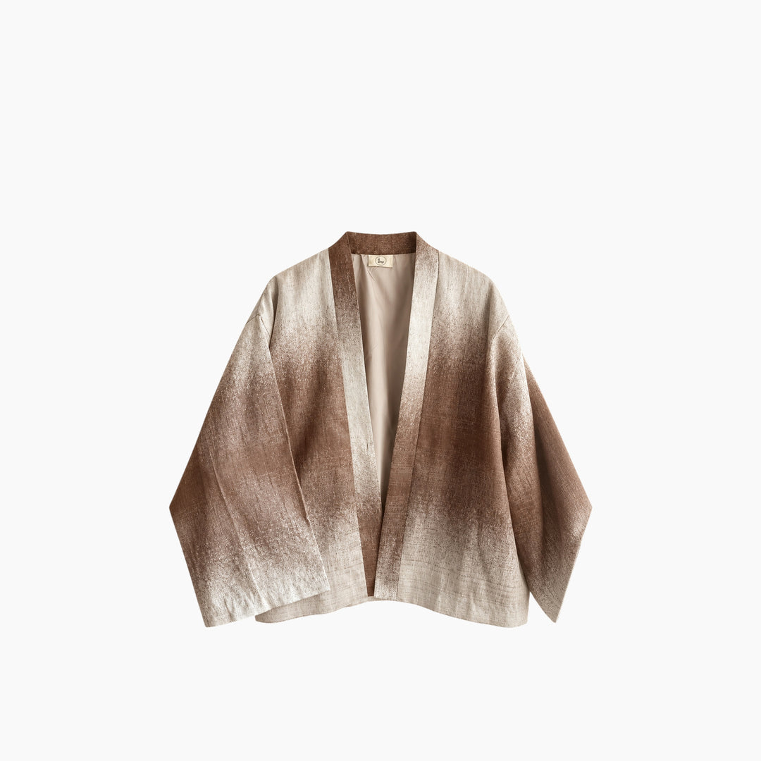 Gray and Silver Silky Cotton Kimono Jacket