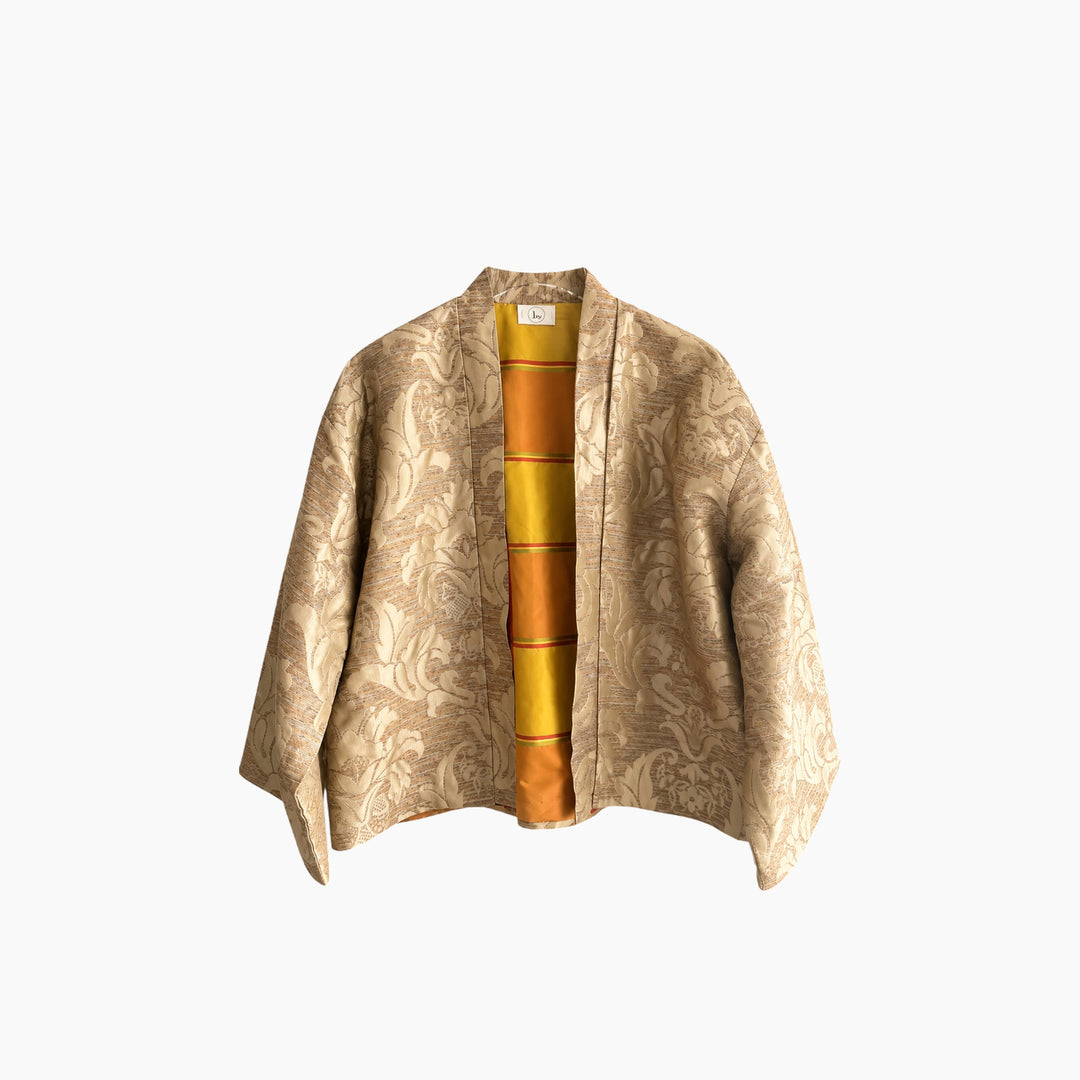 Champagne Jacquard Floral Kimono Jacket