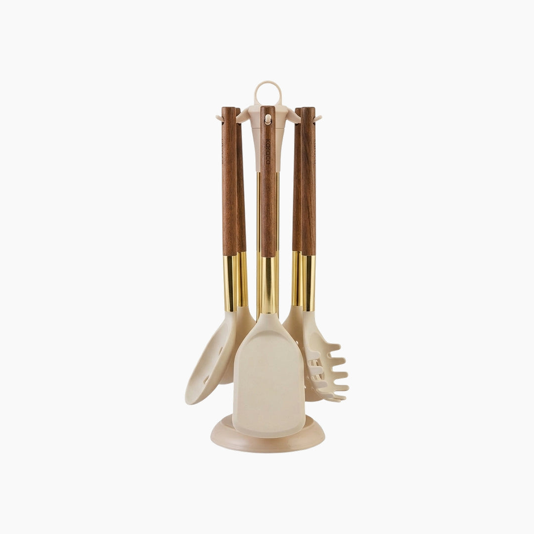Karaca Harper 6-Piece Serving Set With Stand - Beige