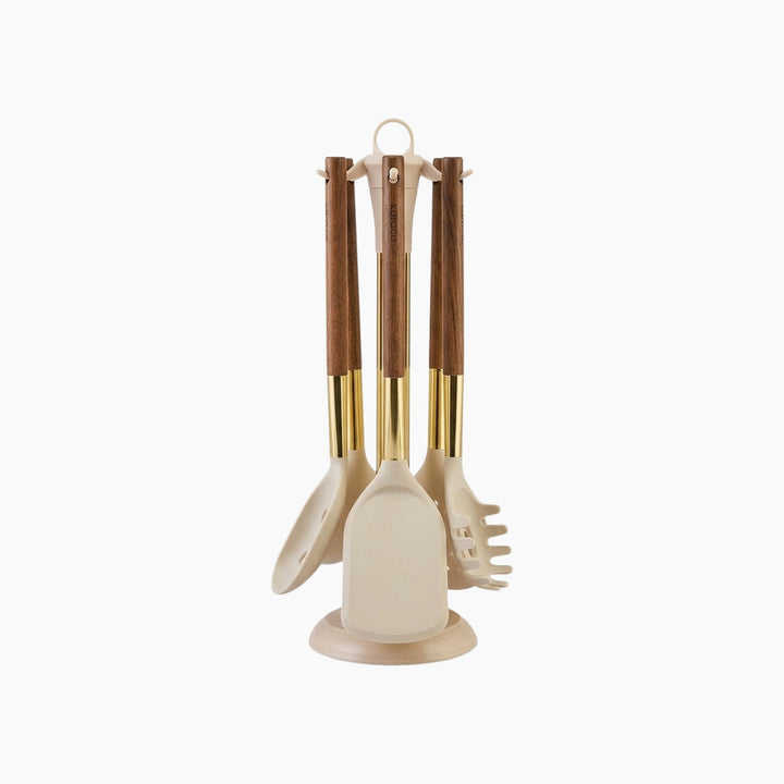 Karaca Harper 6-Piece Serving Set With Stand - Beige