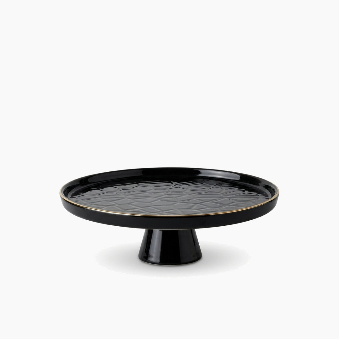 Karaca Calvin Footed Serving Plate – Black