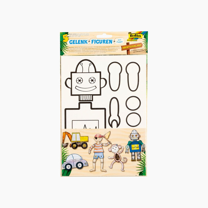 Folia Adventureland Articulated Figures – 5 Pieces, White, Brads Included