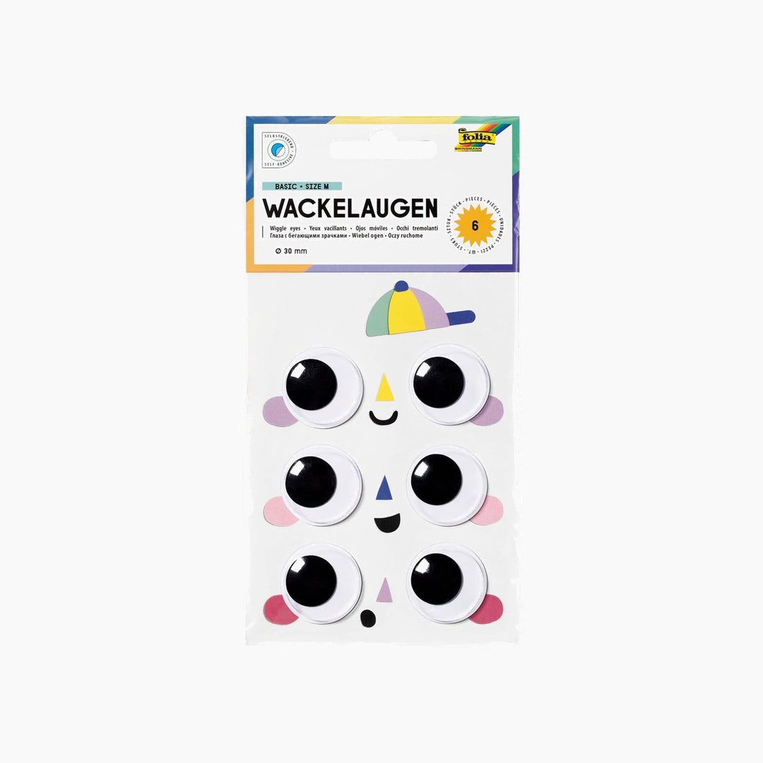 Folia Bio Self-Adhesive Wiggle Eyes – Basic, Size M, 30 mm